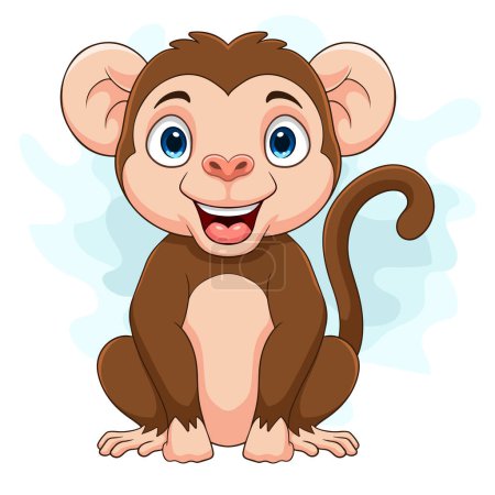 Ilustración de Cartoon monkey on white background - Imagen libre de derechos