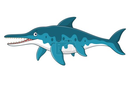 Cartoon ichthyosaurus on white background