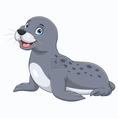 Cartoon funny baby seal on white background
