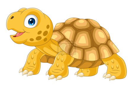 Cartoon cute sulcata turtle on white background