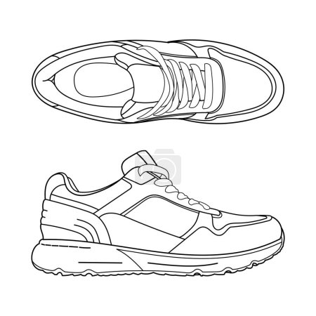 Illustration for Hand drawn sneakers, gym shoes. Classic vintage style. Doodle vector illustration. - Royalty Free Image
