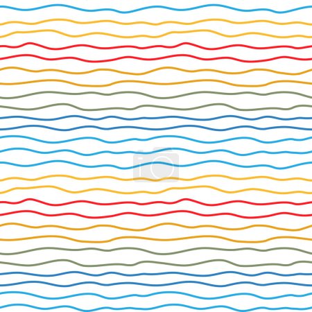 Simple seamless pattern of wavy lines. Multi-colored rainbow background for decoration, fabrics, textiles, paper. Vector illustration