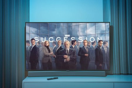 Photo for Kaunas, Lithuania - 2023 May 2: Popular HBO TV show on television screen Succession. High quality photo - Royalty Free Image