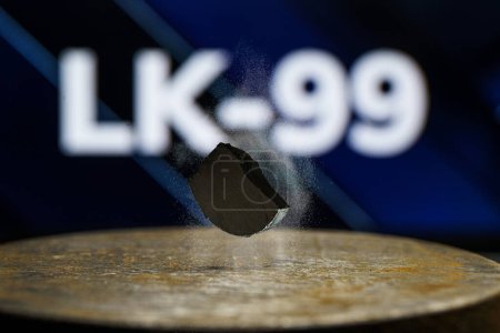 Photo for Seoul, South Korea - 2023 August 3: Floating superconductor in room temperature. LK-99. Lee Kim 1999. High quality photo - Royalty Free Image