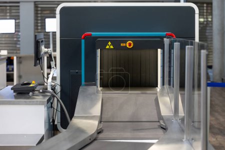 Security scanners in the airport security checkpoint. High quality photo