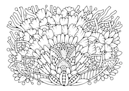 Photo for Art therapy. Illustration for coloring. Background with abstract flowers. Coloring page. - Royalty Free Image