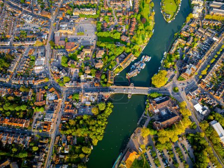 Photo for Aerial view of Caversham, a suburb of Reading, England, located directly north of the town centre across the River Thames, UK - Royalty Free Image