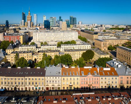 Photo for Aerial view of Warsaw city center in summer, Poland, Europe - Royalty Free Image