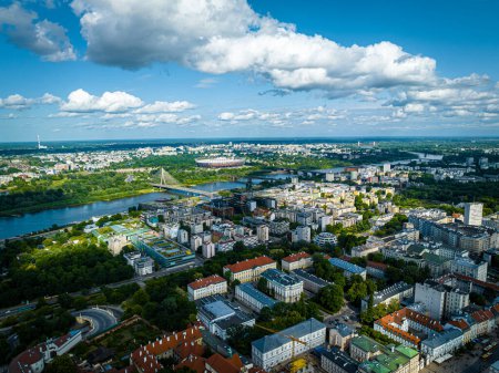 Photo for Aerial view of Warsaw city center in summer, Poland, Europe - Royalty Free Image
