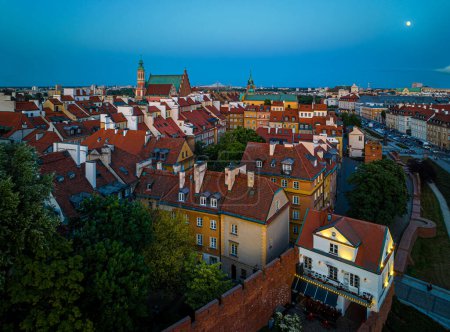 Photo for Aerial view of Old town in Warsaw, a UNESCO site reconstructed after WWII - Royalty Free Image