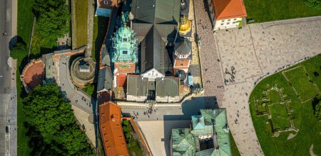 Photo for Aerial view of Wawel castle Krakow, a southern Poland city on the Vistula River in Lesser Poland Voivodeship, Europe - Royalty Free Image