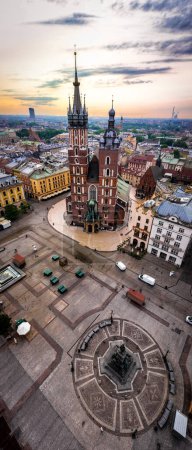 Photo for Aerial view of St Mary's Basilica in old town of Krakow in Poland, Europe - Royalty Free Image