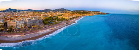Photo for Sunset view of Nice, Nice, the capital of the Alpes-Maritimes department on the French Riviera - Royalty Free Image