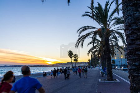 Photo for Sunset view of Nice, Nice, the capital of the Alpes-Maritimes department on the French Riviera - Royalty Free Image
