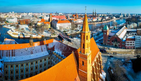 Photo for Aerial view of Wroclaw in winter, Poland, EU - Royalty Free Image