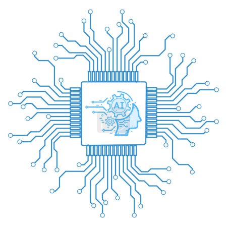 Illustration for Chip Ai tech, icon graphic Global Internet connect with artificial intelligence, Futuristic technology transformation. on white background, use for your design. - Royalty Free Image