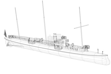 Foto de 3d illustration. Historical, French warship - torpedo and gunboat - Imagen libre de derechos