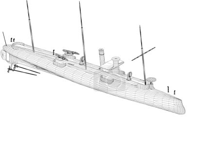 Foto de 3d illustration. Historical, French warship - torpedo and gunboat - Imagen libre de derechos