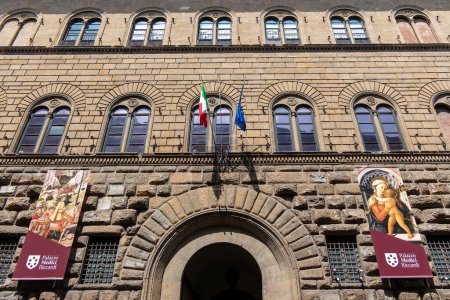 Téléchargez les photos : Florence, Italie, 25 juillet 2023. Façade du Palazzo Medici Riccardi à Florence - en image libre de droit