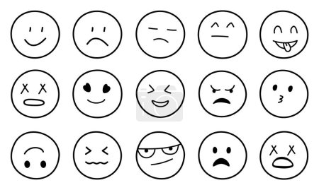 Illustration for Hand drawn emojis faces - Royalty Free Image