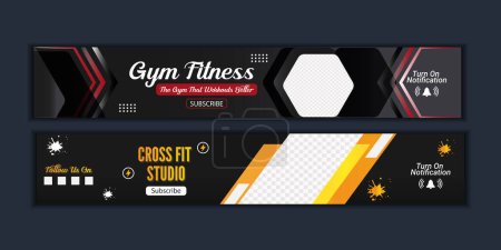 Illustration for Youtube Banner design for Gym and fitness - Royalty Free Image