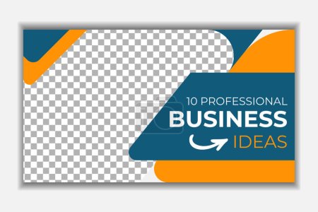 Illustration for Online business ideas video thumbnail. creative youtube template design - Royalty Free Image