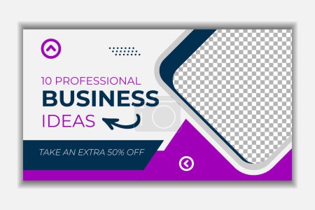 Illustration for Youtube video thumbnail or web banner template for business - Royalty Free Image