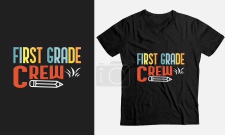 Illustration for Back To School typography shirt design -1st Grade Crew - Royalty Free Image