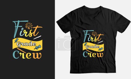Illustration for First grade Crew - colorful typography design. Good for clothes, gift sets, photos or motivation posters - Royalty Free Image