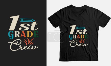Illustration for Back To School Quotes-1st Grade Crew School typography t shirt design - Royalty Free Image