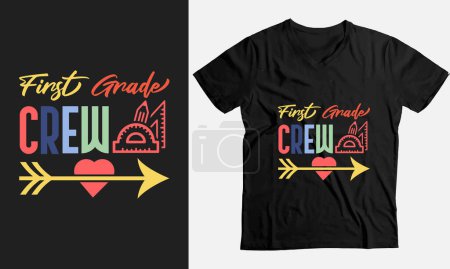 Illustration for 1st Grade Crew T shirt Design,Back To School Quotes, Back To School shirt, Back To School typography shirt design - Royalty Free Image