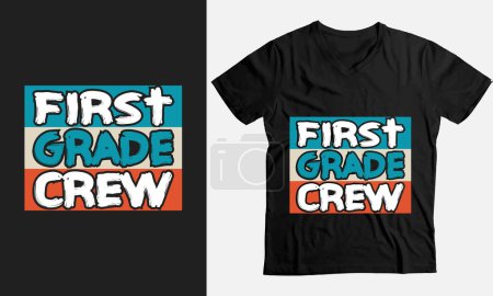 Illustration for Back To School typographyt shirt design -1st Grade Crew, - Royalty Free Image