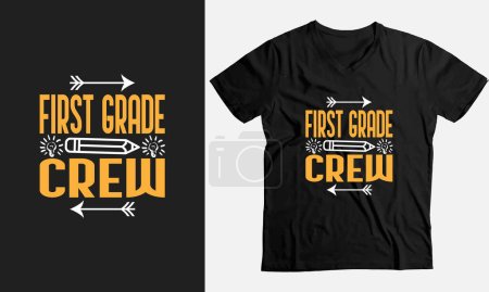 Illustration for Welcome back to School-1st Grade Crew T shirt Design - Royalty Free Image