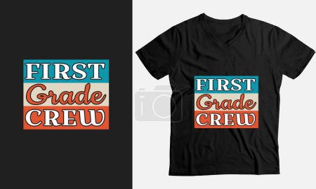 Illustration for Preschool education T shirt typography design-1st Grade Crew - Royalty Free Image