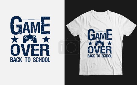 Illustration for Game over Back to School , school shirt vector design - Royalty Free Image
