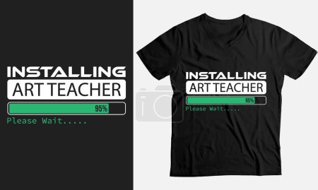 Téléchargez les illustrations : Installation de professeur d'art S'il vous plaît patienter, Art Teacher Gift drôle T-shirt design - en licence libre de droit