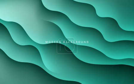 abstract green tosca soft diagonal shape light and shadow wave background. eps10 vector Poster 646331496