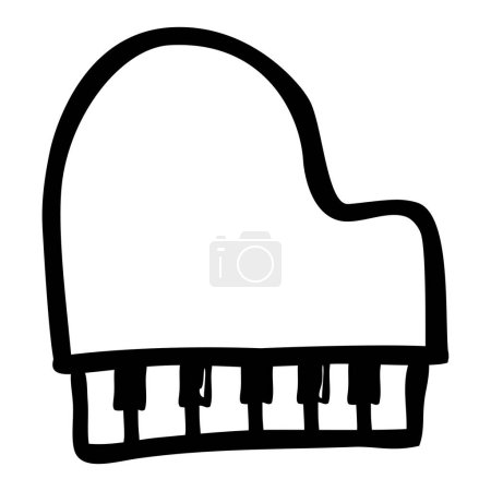 Téléchargez les illustrations : Simple main dessiner doodle vecteur piano, isolé sur blanc - en licence libre de droit
