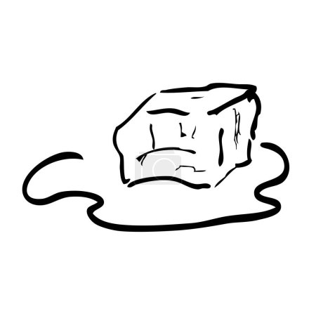 Illustration for Ice cube, hand draw doodle simple vector - Royalty Free Image