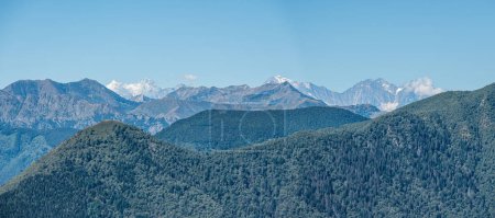 Photo for Aerial view of the Weisshorn-Zinalrothorn mountain range in the Swiss Alps - Royalty Free Image