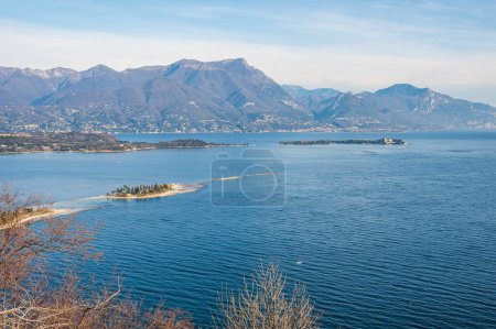 Photo for Aerial view of the Lake Garda with the Rabbit Island and the Garda Island from Manerba - Royalty Free Image