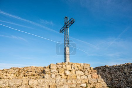 Photo for The metal cross on the Rocca di Manerba sul Garda - Royalty Free Image