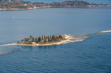 Photo for Aerial view of the Rabbit Island in the Lake Garda - Royalty Free Image