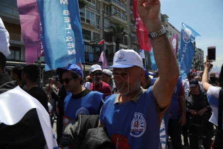 Photo for Konak, Izmir - Turkey - 05,01,2023:  Labor unions and political parties celebrate May 1, International Workers' Day in Izmir, Turkey. - Royalty Free Image