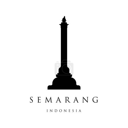 Ilustración de Tugu Muda de Semarang Indonesia. Estatua de monumento indonesio en la ciudad de Indonesia, aislada en blanco - Imagen libre de derechos