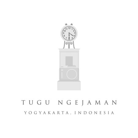 Illustration for Yogyakarta City Clock or Ngejaman, landmark building of Yogyakarta. Heritage tourism of Indonesia. Jogjakarta old building vector illustration - Royalty Free Image