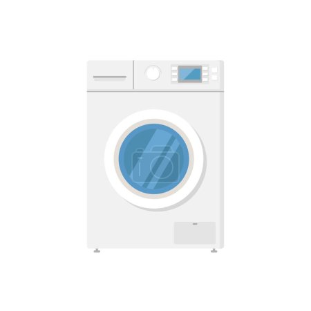 Téléchargez les illustrations : Washing machine flat design vector illustration. Laundry service room vector illustration. - en licence libre de droit