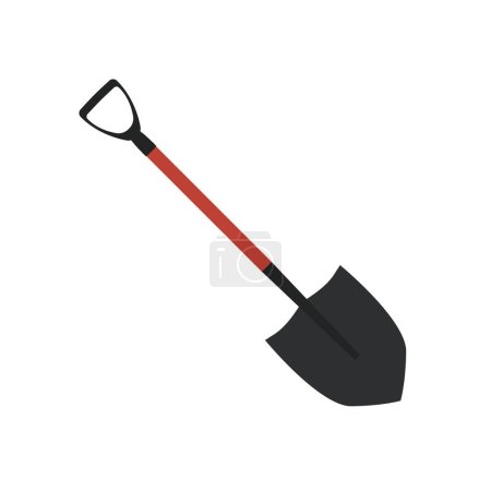 Illustration for Shovel flat design vector illustration isolated on white background. Garden, building and repair tools concept - Royalty Free Image