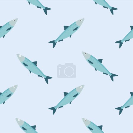 Illustration for Saltwater fish seamless pattern vector illustration. Marine dweller with colorful body and fins for swimming. Modern print for fabric, textiles, wrapping paper. Vector illustration - Royalty Free Image