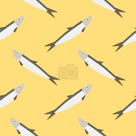 Illustration for Saltwater fish seamless pattern vector illustration. Marine dweller with colorful body and fins for swimming. Modern print for fabric, textiles, wrapping paper. Vector illustration - Royalty Free Image